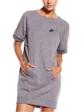 Nike Grey Short-Sleeve Sweatshirt Mini Dress